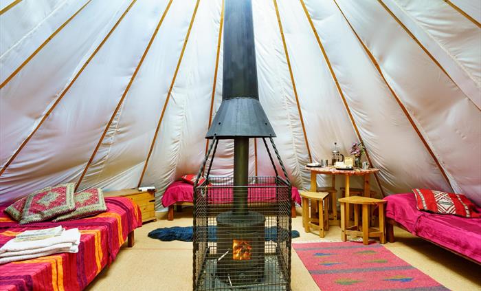 A cross between a Tipi and a Yurt - a snug escape from reality for families and couples.The Lavvu also has a gas hob and all the cooking equipment you